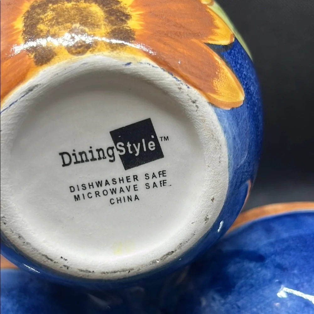 Blue and Orange Serve ware with floral Design